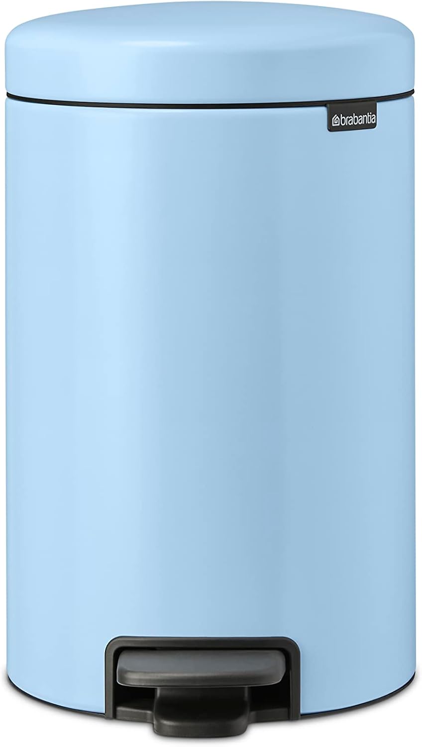 Brabantia New Icon Step Trash Can (3.2 Gal/Dreamy Blue) Soft Closing Kitchen Garbage/Recycling Can with Removable Bucket