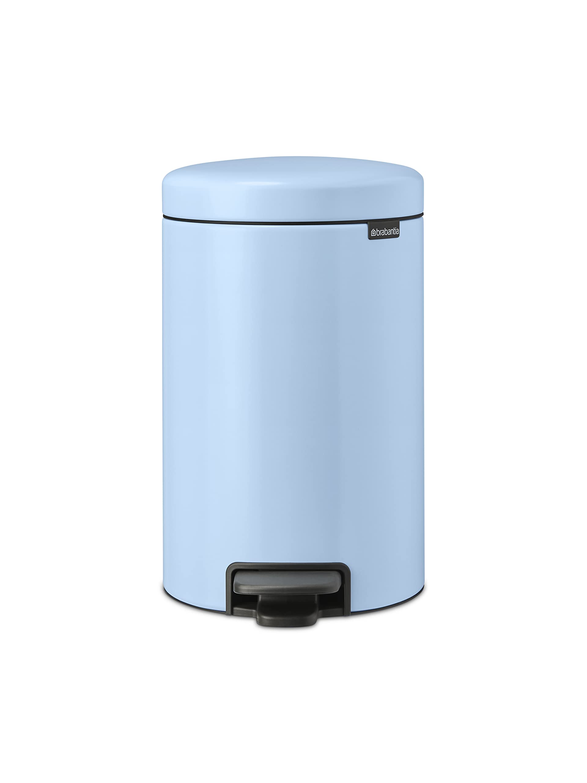Brabantia Step-On Small Trash Can | Dreamy Blue | 3.2 Gallon / 12L | Bathroom, Bedroom, Office Trash Can, Light Pedal Opening, Handle &amp; Removable Inner Bucket | 9.9 x 13.3 x 16.2 | + Trash Bags