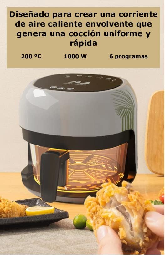 mike_alpha Friggitrice senza olio intelligente trasparente con display digitale touch 3,5 litri bianco mike_alpha Friggitrice senza olio intelligente trasparente con display digitale touch 3,5 litri bianco