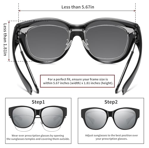 Image of HAOLOTA Fit Over Glasses Sunglasses for Women Polarized | Over Glasses Sun Glasses, UV400 Polarized Lens, Trendy Cat Eye Sunglasses, Lightweight and Flexible, Driving, Daily Use