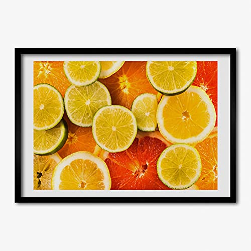 Tableau agrumes 70x50 cm en bois pour une décoration de cuisine dynamique