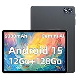 Générique Tablette Android 15 avec Gemini AI, 10 Pouces, 12Go RAM 128Go ROM /2To TF, 6000mAh, 5G WiFi, GPS