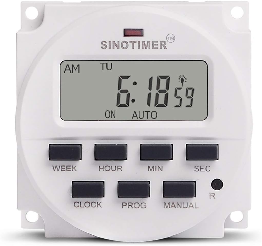 TM618sH Timer Switch 16A 220-240VAC 8 ON/OFF Programs Automatic Cycle Timing Swtich 60 Days Memory LCD Digital Display Timer Power Output (TM618sH-1 110V)