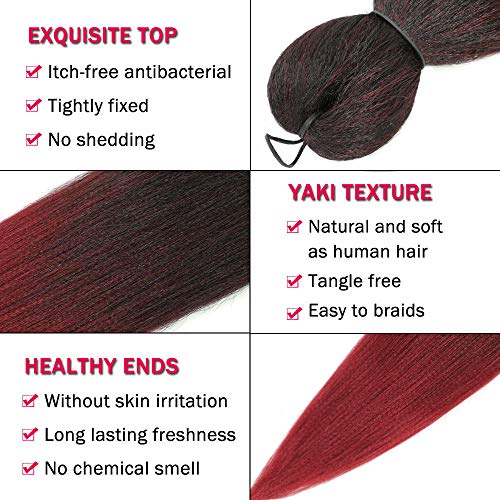 Braiding Hair Burgundy Red 30 Inch 8 Packs Professional Easy To Install Braiding Hair Extensions Soft Yaki Synthetic Fiber Crochet Braids (30 Inch,T1B/Bug) #TOP2