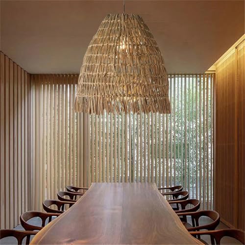 Lustre en rotin style ferme suspension rustique E27 réglable chic