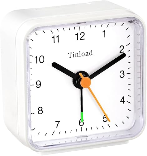 Miniatura 3 de Reloj despertador de viaje analógico clásico con función de repetición y luz, tamaño compacto, movimiento de cuarzo silencioso, alarma Crescendo,