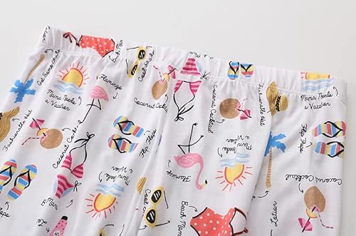 Inadays Sleepwear Womens Short Sleeve Pajama Set Printed Pajama For Women Capri Set Nightwear Tz001-White-M #TOP5