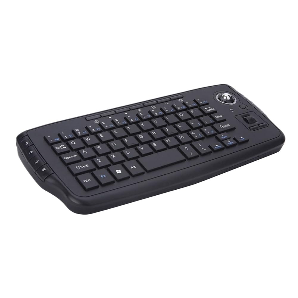 Kabellose ergonomische Tastatur mit 15 Multimedia-Funktionen und Trackball, kompatibel mit 2,4-G-Geräten