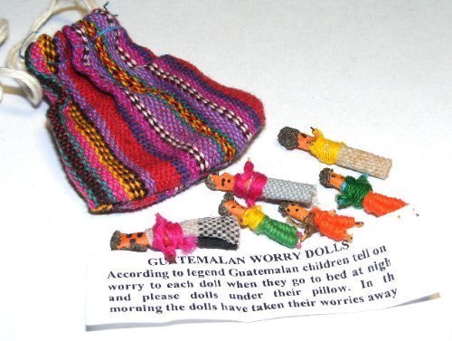 set of worry dolls and their pouch.