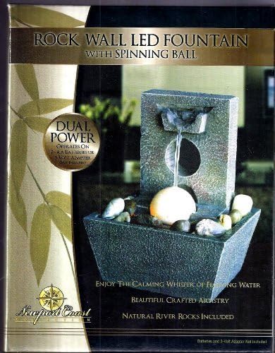 Rock Wall LED Fountain with Spinning Ball by Newport Coast Collection
