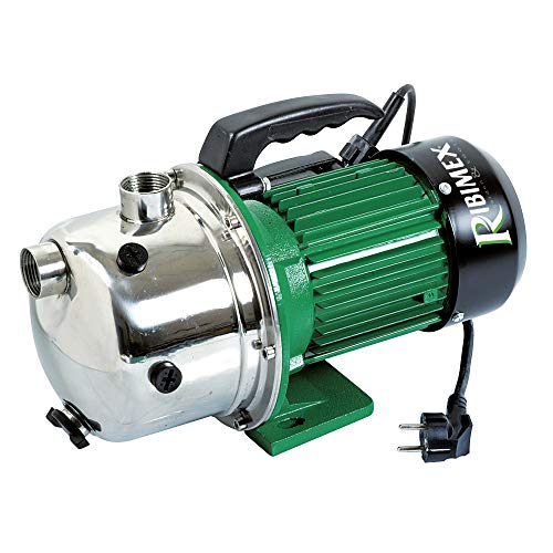 Ribimex Bomba de superficie autocebante Jet inox, motor 970 W, caudal 2700 l/h, 4 bar, altura 40 m, aspiración hasta 7 m, cuerpo de inoxidable, ideal para riego y uso doméstico – PRGJET101I
