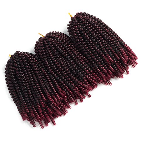Spring Twist 3 Pcs Crochet Braids Synthetic Hair 8 Inch Jumbo Twist Braiding Hair Extensions (3pcs, T1B/bug)