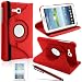 LK 360 Rotating PU Leather Case Cover with Screen Protector and Stylus Pen for Samsung Galaxy Tab 3 Lite 7.0 T110 / T111 - Red