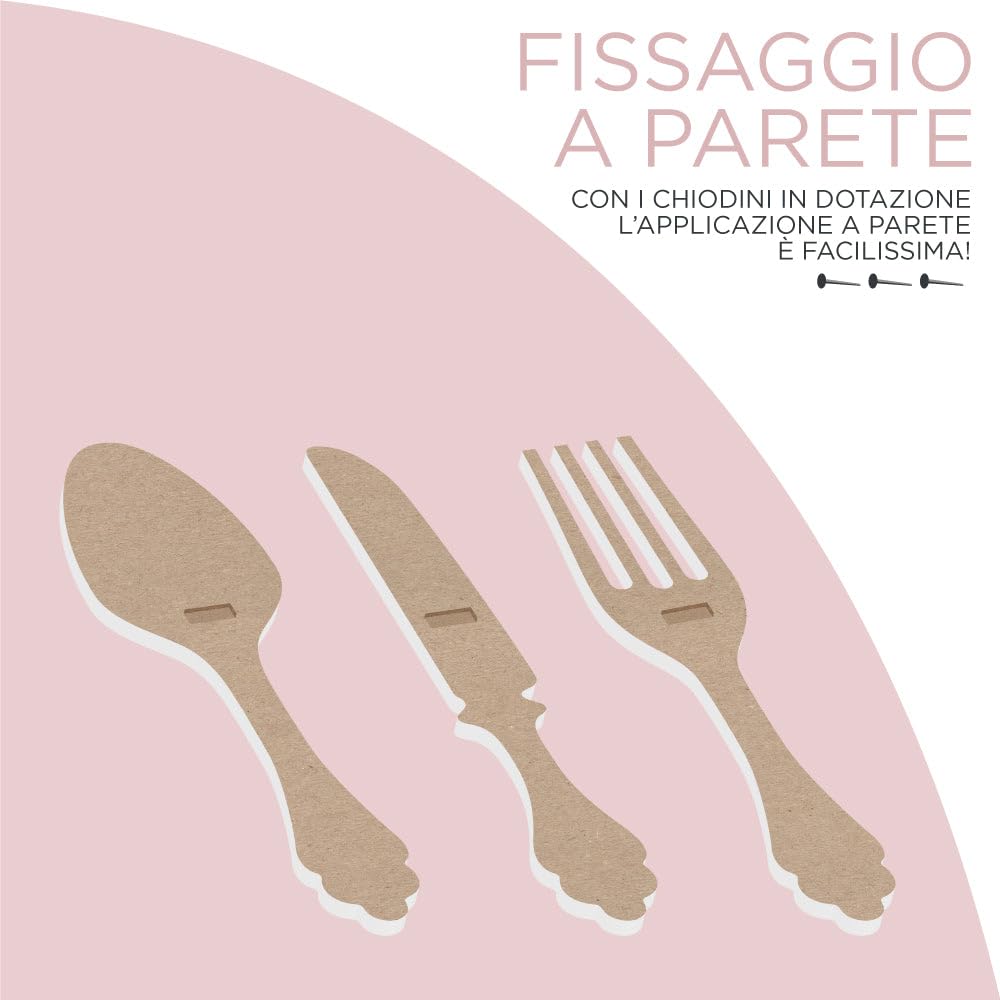 Set di posate vintage cucina tela tela stampa legno cornice inclusa arte murale decorazione sala da pranzo, arredamento da cucina, pronto per appendere - Italia