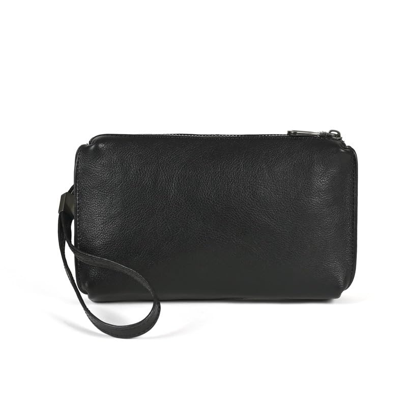 Vintage Unisex Genuine Leather RFID Blocking Wristlet Clutch Wallet