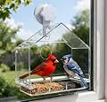 CoziBird Window Bird Feeder with Ultra Strong Suction Cup - Large Clear Acrylic Weatherproof Birdhouse (Heavy Duty Suction Grip)