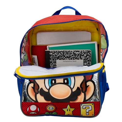 AI ACCESSORY INNOVATIONS Super Mario Brothers Backpack, 16” Nintendo School Bag Featuring a Big Face Mario, Blue & Red4