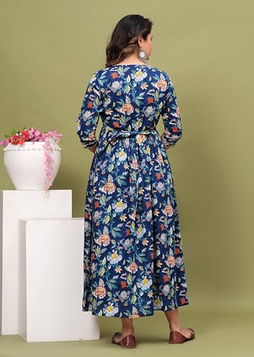 Image of Women's Feeding Kurta Cotton | Floral Anarkali Pregnancy Kurta with Nursing Zipper | Pre & Post Partum | Maternity Dresses | Mom to Be Gift