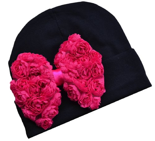 Funny Girl Designs Shabby Chiffon Rosette Bow Cotton Baby Hat