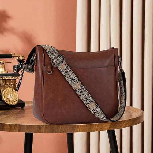 Image of 2PCS /Set Crossbody Bags for Women,Vegan Leather Hobo Purse Wallet For Women Set,Shoulder Bags With 2 Adjustable Strap