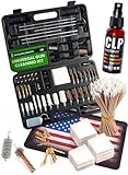 Universal Gun Cleaning Kit for All Guns - Portable Gun Cleaning Kits for Hand guns and Rifles, Shotgun, Airsoft - 1.69 Oz Clp Gun Cleaning Oil, Stainless Steel Rods, Brass Jags, Patches, Swabs