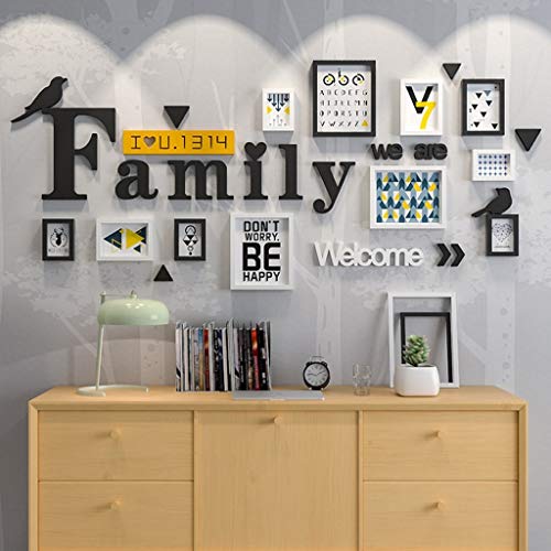 DUDDP Collage de Cadre Photo avec Photo 11 boîtes Nous Sommes Un Portfolio de Famille Noir et Blanc, décoration de Mur de Salon créatif décoration Cadre Cover