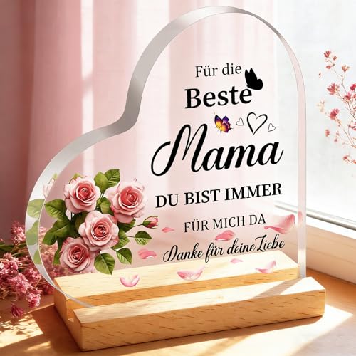 XIANNVXI Muttertagsgeschenk Mama Geschenk, Geburtstagsgeschenk für Mama Geschenke, Muttertag Geschenk für Mütter von Tochter Sohn, Beste Mutter Geschenke, Herzförmige Heimat Dekoration aus Acryl