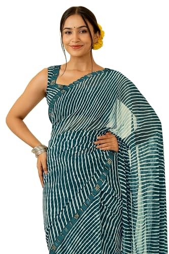 Image of MIRCHI FASHION Women Saree Georgette Traditional Bandhani | Ethnic Printed Sari for Social Gatherings with Unstitched Blouse Piece