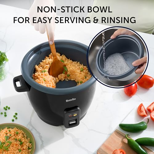 Breville Electric Rice Cooker | 1.8L (10 Cup) Capacity | Serves up to 8 People | Keep Warm Function | Non Stick Removable Bowl | Spoon & Measuring Cup Included | VTP209, Black - Image 6