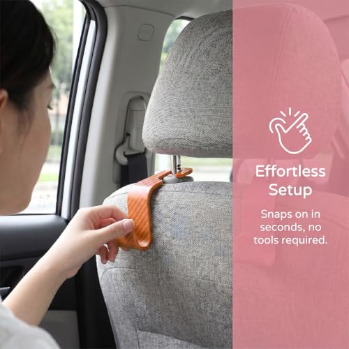Image of 4PCS Car Seat Headrest Hooks, Auto Back Seat Hanger Holder, Durable Stylish Vehicle Organizer Universal Car Interior Accessories, Storage Hooks for Purses, Bags, Clothes (Carbon Fiber /Orange)