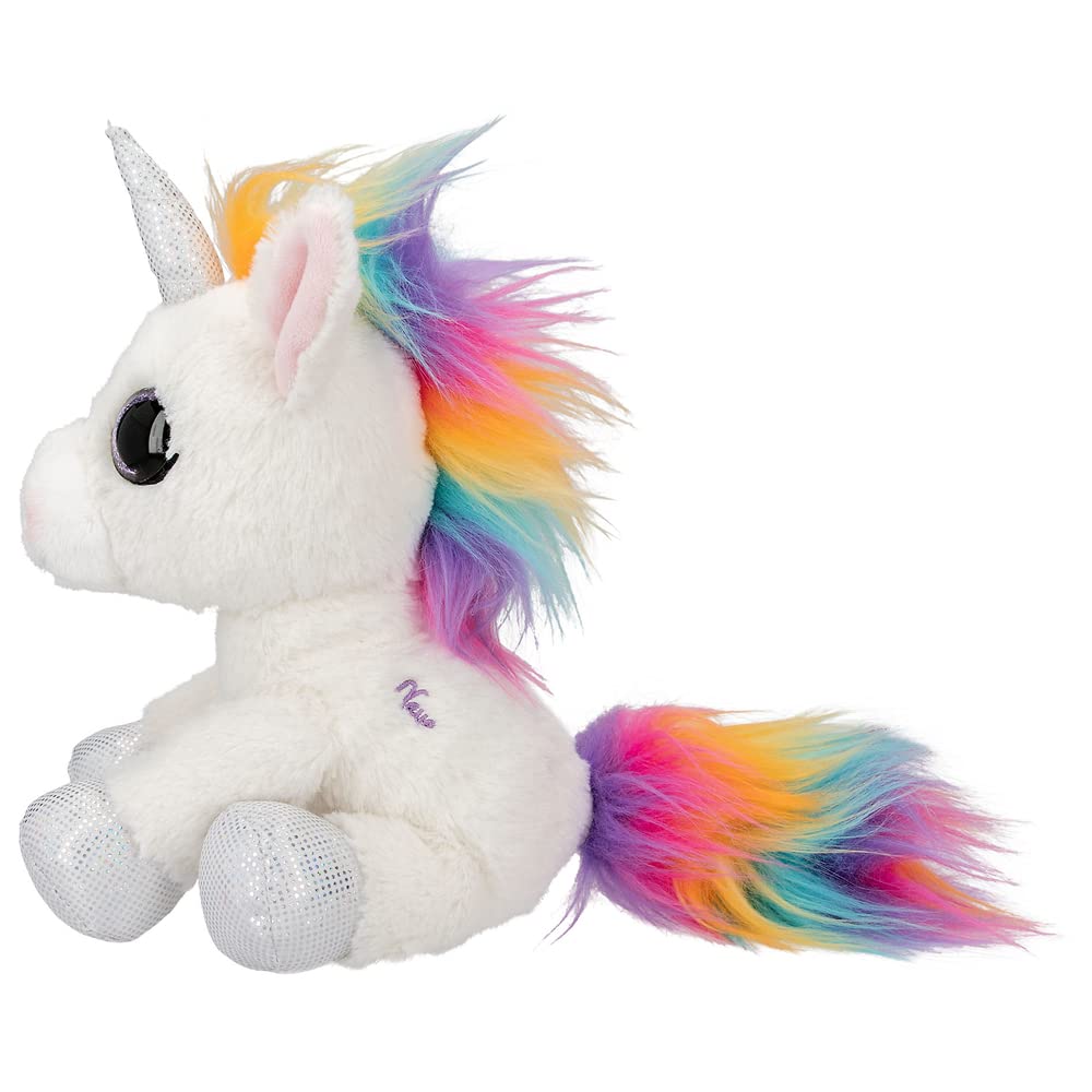 Depesche 12029 Ylvi - Kuscheltier Einhorn Naya mit bunter Mähne und Horn, ca. 21 cm großes Plüschtier mit silber Glitzereffekt, Mehrfarbig