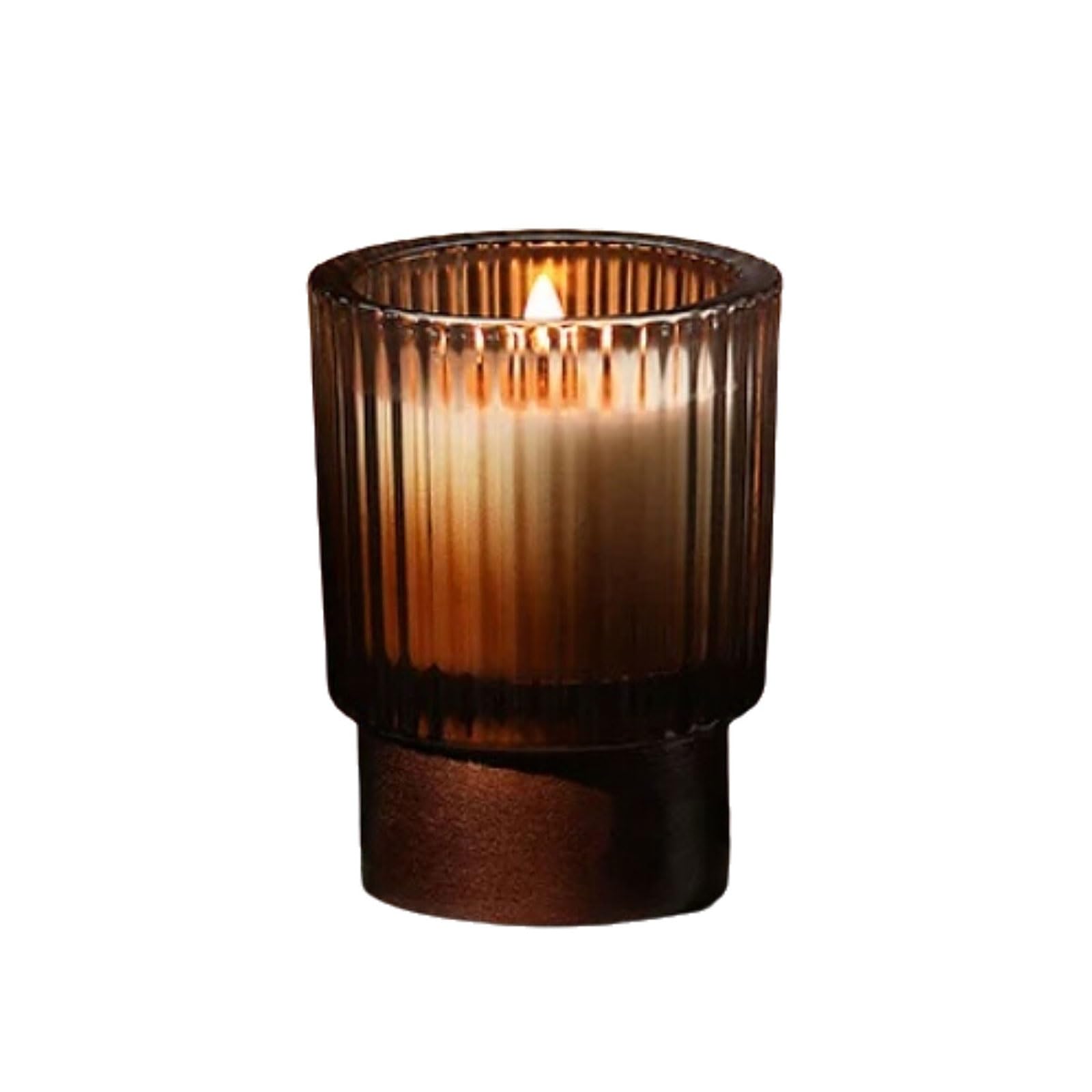Velas de vidrio y madera hechas con cera de soja y aceites esenciales botánicos, vela de aromaterapia reutilizable de larga duración(Ebony Agarwood)