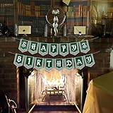 Happy Birthday Decorations Banner Pre-Strung Green Snake Magic Wizard School Party Banner Wizard Birthday Party Supplies Decor for Fans Bday Party Favors