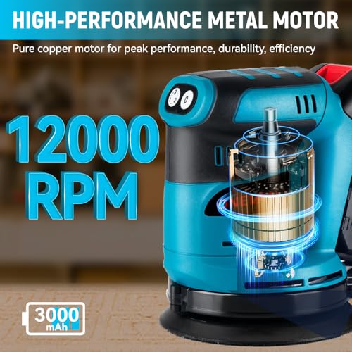 Orbital Sander Cordless Sanding Machine - 350W Sander for Walls, 3 Variable Speeds, Up to 12000 RPM, 125mm Sanding Pad, Dust Collection, Perfect for Wood and Steel Surfaces 2 Orbital Sander Cordless Sanding Machine - 350W Sander for Walls, 3 Variable Speeds, Up to 12000 RPM, 125mm Sanding Pad, Dust Collection, Perfect for Wood and Steel Surfaces - Image 2