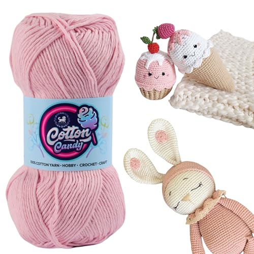 Image of NESTNHAVEN Cotton Candy 100% Cotton Yarn - (100g, 185 Meters) - Luxury Yarn for Crochet, Amigurumi, Embroidery, Toys, Garments, Flowers and Hobby, Projects. (Baby Pink) | (200 Gm)