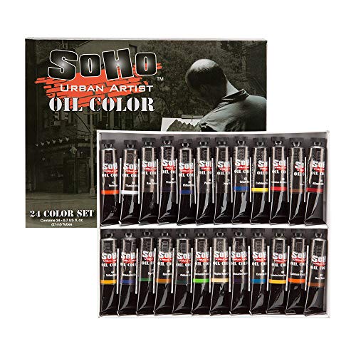 SoHo Urban Artist Oil Color Set - Artist Oils Butter Consistency, Excellent Pigment Load with Lightfast Results - Set of 24 Oils of Assorted Colors