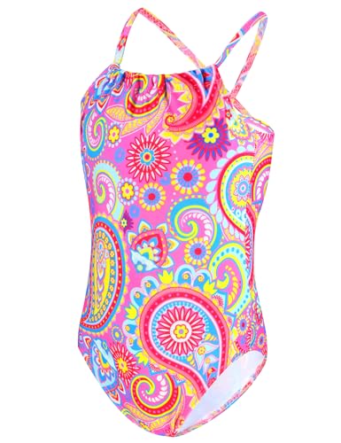 Image of TENVDA Girls Swimsuit Summer Beach Sport Halter Bathing Suits One Piece Swimwear for 2-12 Years Old Kids