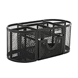 Rolodex Mesh Oval Pencil Cup And Organizer, 3 7/8'H x 4 1/2'W x 9 5/16'D, Black