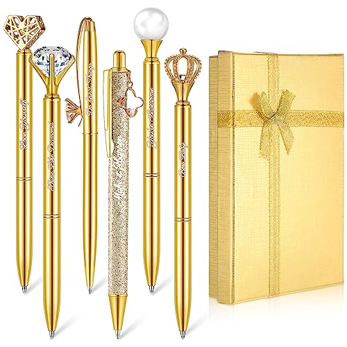 Qeeenar 6 Pcs Fancy Pens for Women Crystal Diamond Pen for Journaling Pretty Glitter Ballpoint with...