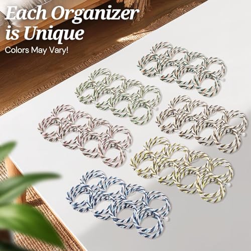 Flexzion Schal-Organizer für den Schrank – 28 Fächer, Schal-Kleiderbügel, Hijab-Organizer, platzsparend für Socken, Schals, Krawatten, Handtücher, Gürtel, Mehrzweck-Hängeregal, 2 Stück, Farben können