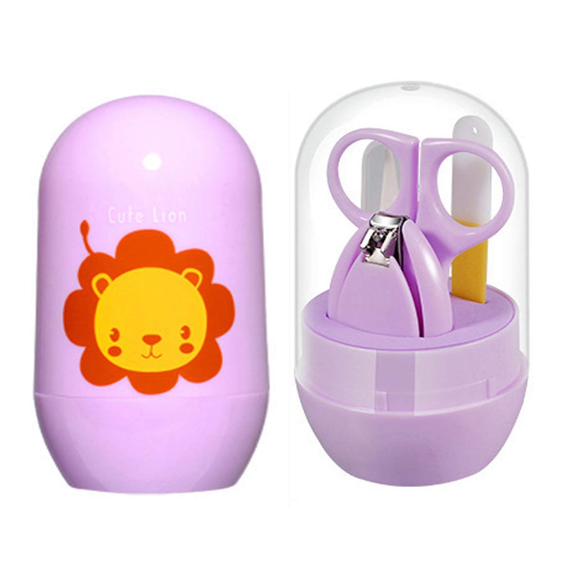 Teeny Weeny Baby Nail Scissors Gorgeous Trimmer Sets Safety Care Nail Cutter Nail Scissors Nails Suit Baby Nail Cutter Kit (4 in 1 Set) (Light Purple)-image-5