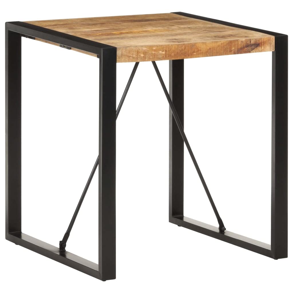 Tavolo da pranzo 70 x 70 x 75 cm in legno massello di mango grezzo con gambe in acciaio verniciato a polvere, tavolo da bistrot stabile e durevole