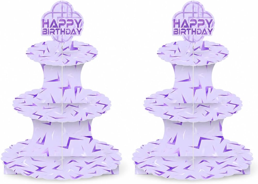 2Pcs Kpop Cupcake Toppers Stand Lightning Pattern Kpop Birthday Decorations