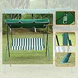 Loywe Hollywoodschaukel Gartenschaukel Schaukelbank 3-Sitzer mit Dach Stahlgestell,Grün 170x115x156cm LW12 - 7