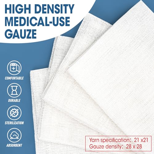 Image of AZEN 120 Pack Sterile Gauze Pads, 3 inch x 4 inch Non Stick Gauze Pads, 8-Ply Cotton Gauze Sponges for Wound Care and First Aid, Highly Absorbent Individually Wrapped Medical Gauzes