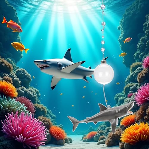 Image of 1 Pc Floating Shark Ornament - Adjustable Aquarium Shark Animal Decor | Aquarium Floating Shark Ornaments Thematic Ornaments Suitable for Aquarium All Kinds of Fish Tank and Home, Shark Pool Decor