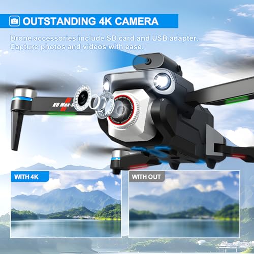 Drone With Screen On Controller With Camera 4k For Beginners And Kids,Wifi Fpv,Sd Storage,Foldable,3d Flips,One Key Take Off/Land,Headless Mode,Led Lights,Avoidance,Waypoints Fly,Sd Storage,Under 249g(2 Batteries) - Image 3