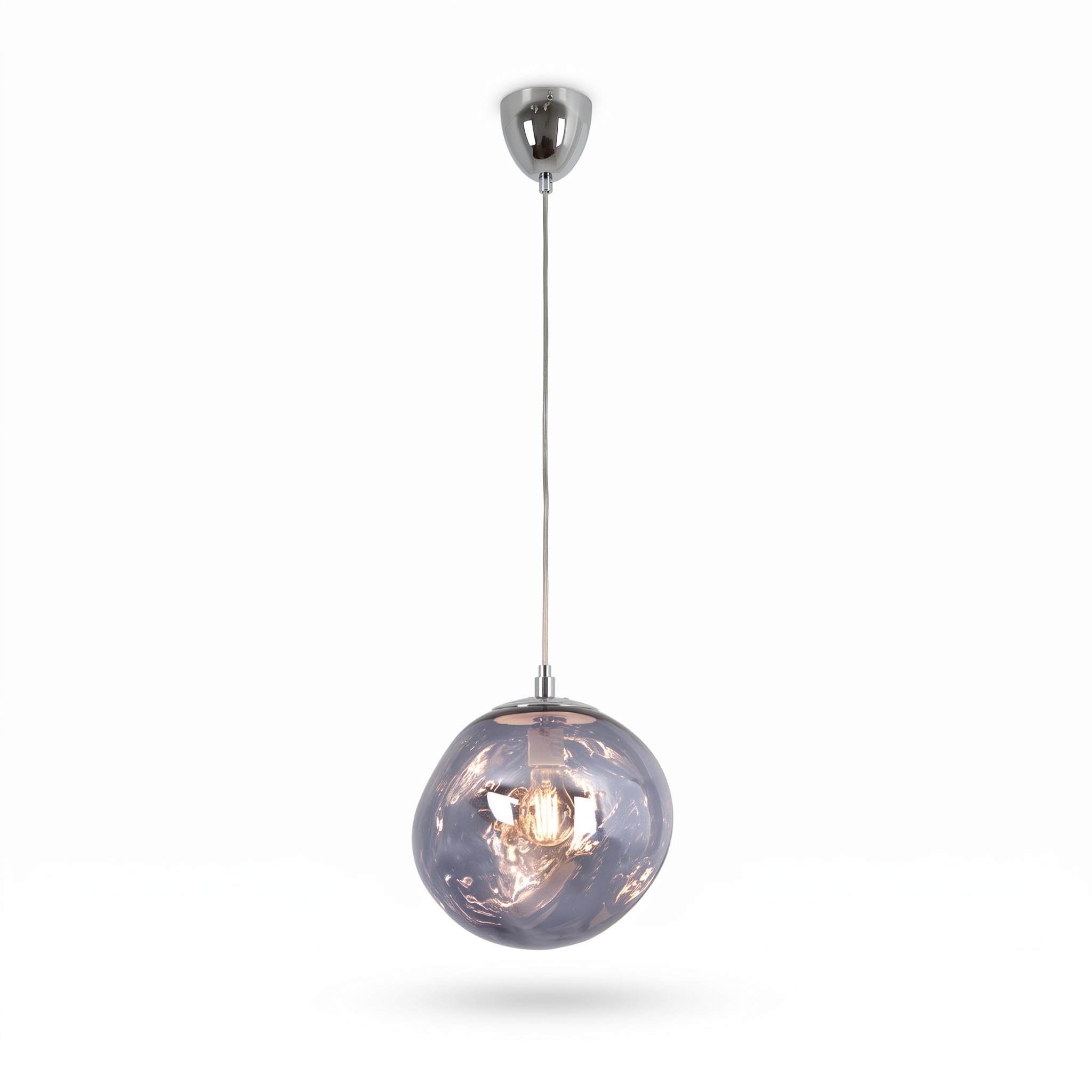 BARCELONA LED Pendelleuchte Violett Aus Glas Ø28cm E27 | Kunstglas und Metall, höhenverstellbares Kabel, 132 cm Gesamthöhe, bis 40 W, für Innenräume