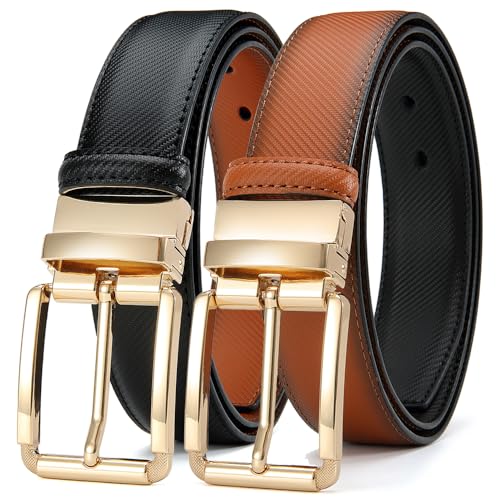 Image of DOOPAI Reversible Leather Belt for Men 1.25 inch - Dual Sided Dress and Casual Belt, Trim to Fit, 2 Styles in One Belt