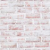 Tempaper White-Washed Brick Removable Peel and Stick Wallpaper, 20.5 in X 16.5 ft, Made in The USA